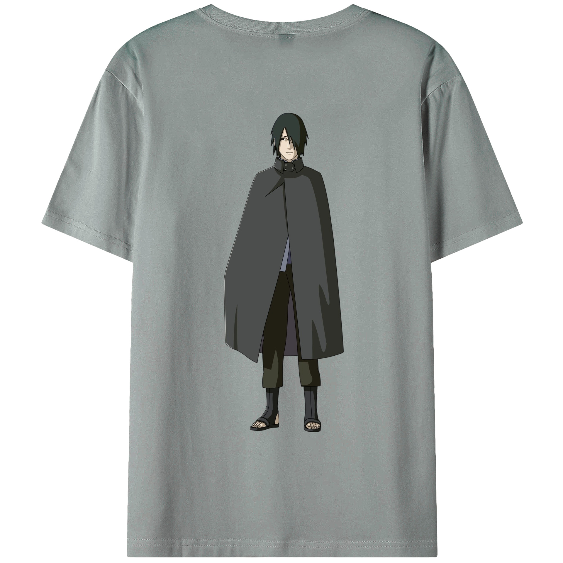 （画像用） NARUTO -ナルト- うちは サスケ Uchiha Sasuke 綿100％ メンズ半袖Tシャツ（バックプリント） 通気性